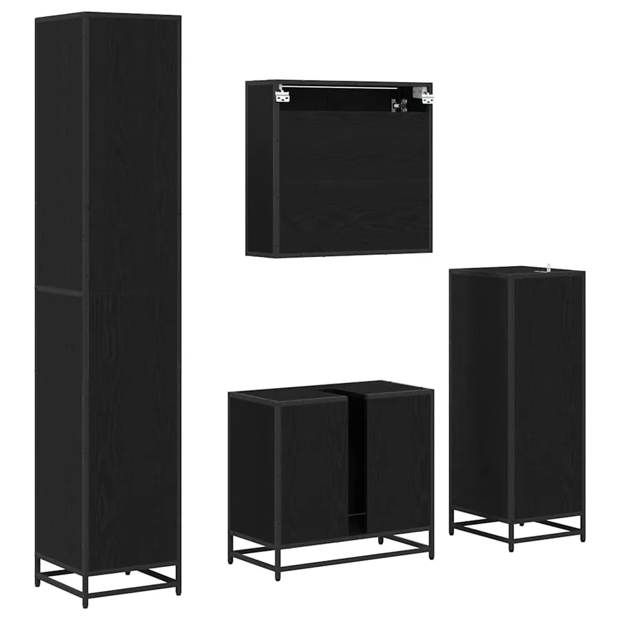 Ensemble de mobilier de salle de bain 4 pcs Chêne noir - 8
