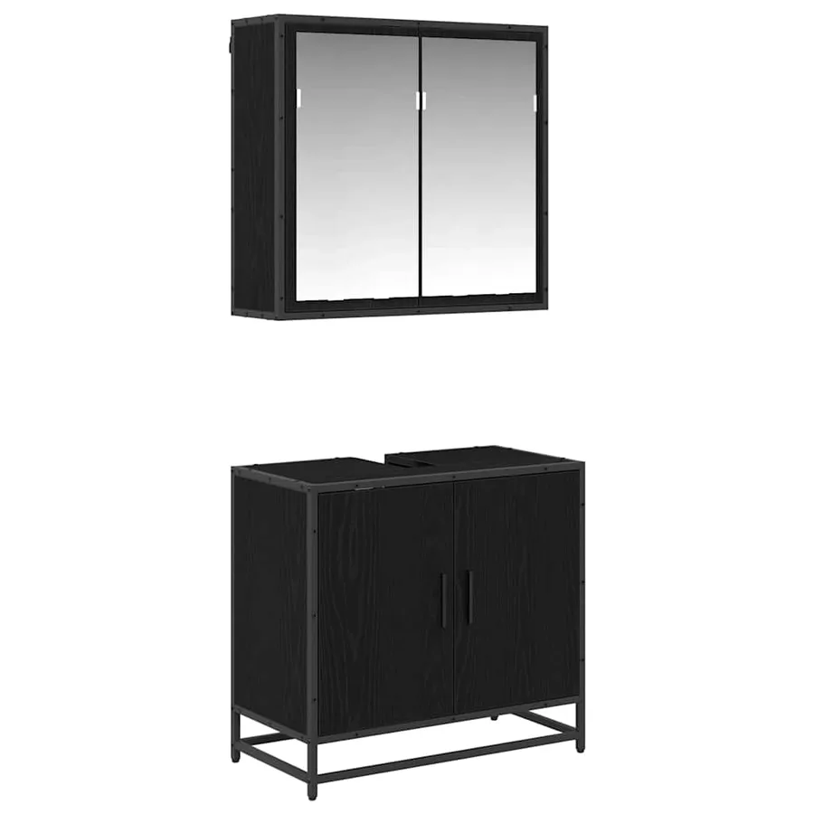 Ensemble de mobilier de salle de bain 2 pcs Chêne noir - 2