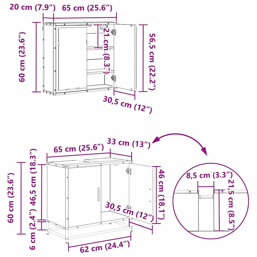 Ensemble de mobilier de salle de bain 4 pcs Chêne noir - 19