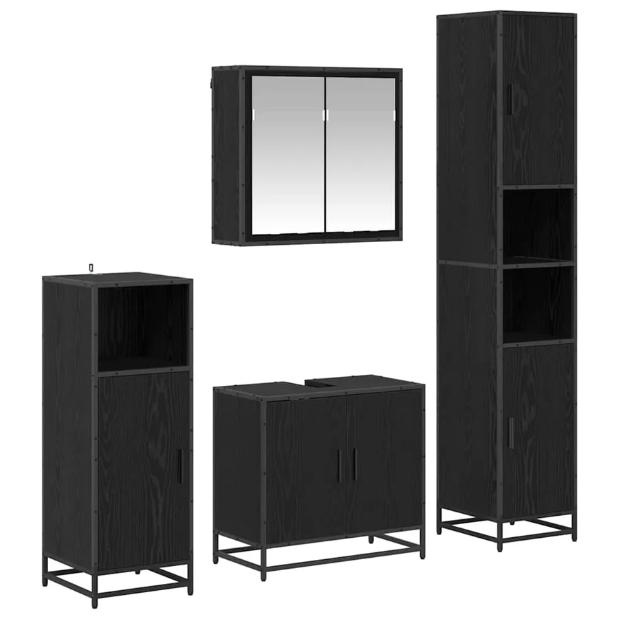Ensemble de mobilier de salle de bain 4 pcs Chêne noir - 2