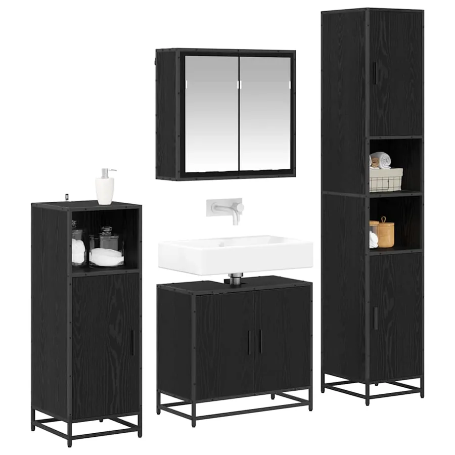 Ensemble de mobilier de salle de bain 4 pcs Chêne noir - 3