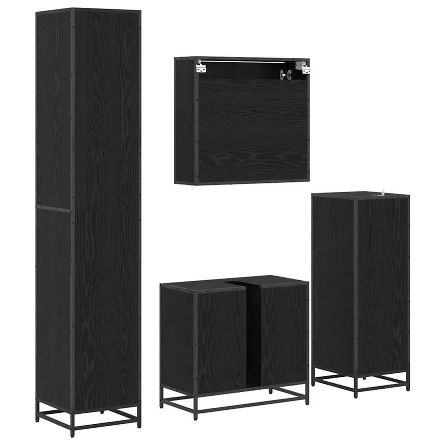 Ensemble de mobilier de salle de bain 4 pcs Chêne noir - 8