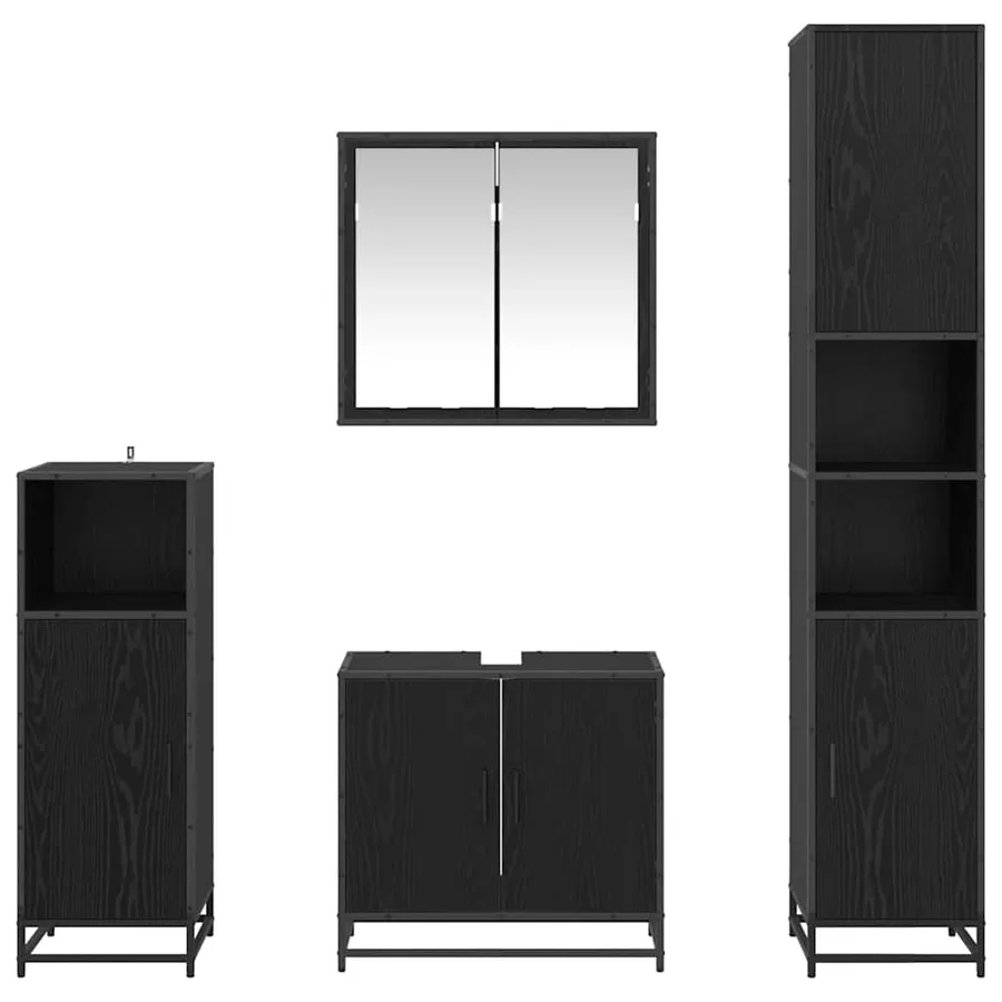 Ensemble de mobilier de salle de bain 4 pcs Chêne noir - 9