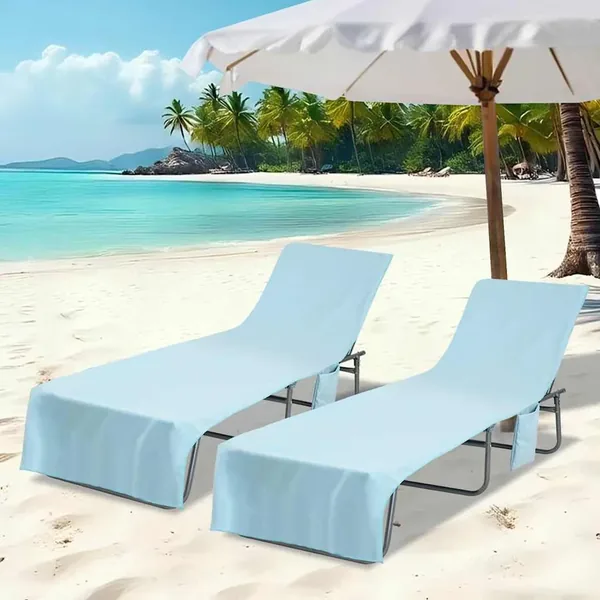 Serviettes de Transat 2 pcs Bleu 210 x 75 cm
