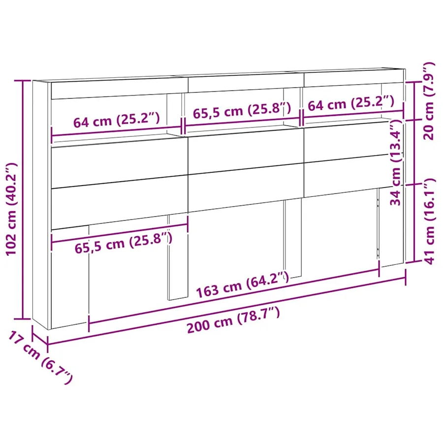 Tête de lit Chêne noir 200 x 17 x 102 cm Bois d'ingénierie - 12