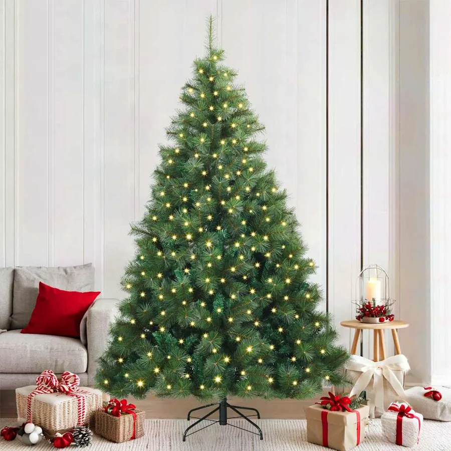 Sapin de Noël artificiel avec 300 LED Vert 210 cm PE et PVC