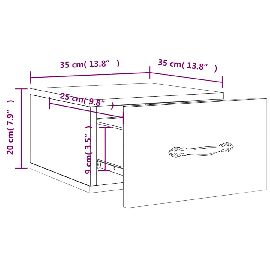 Table de chevet murale sonoma gris 35x35x20 cm - 12
