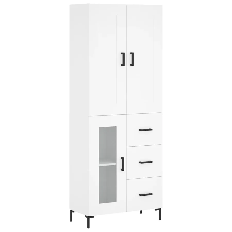 Buffet haut Blanc 69,5x34x180 cm Bois d'ingénierie - 2