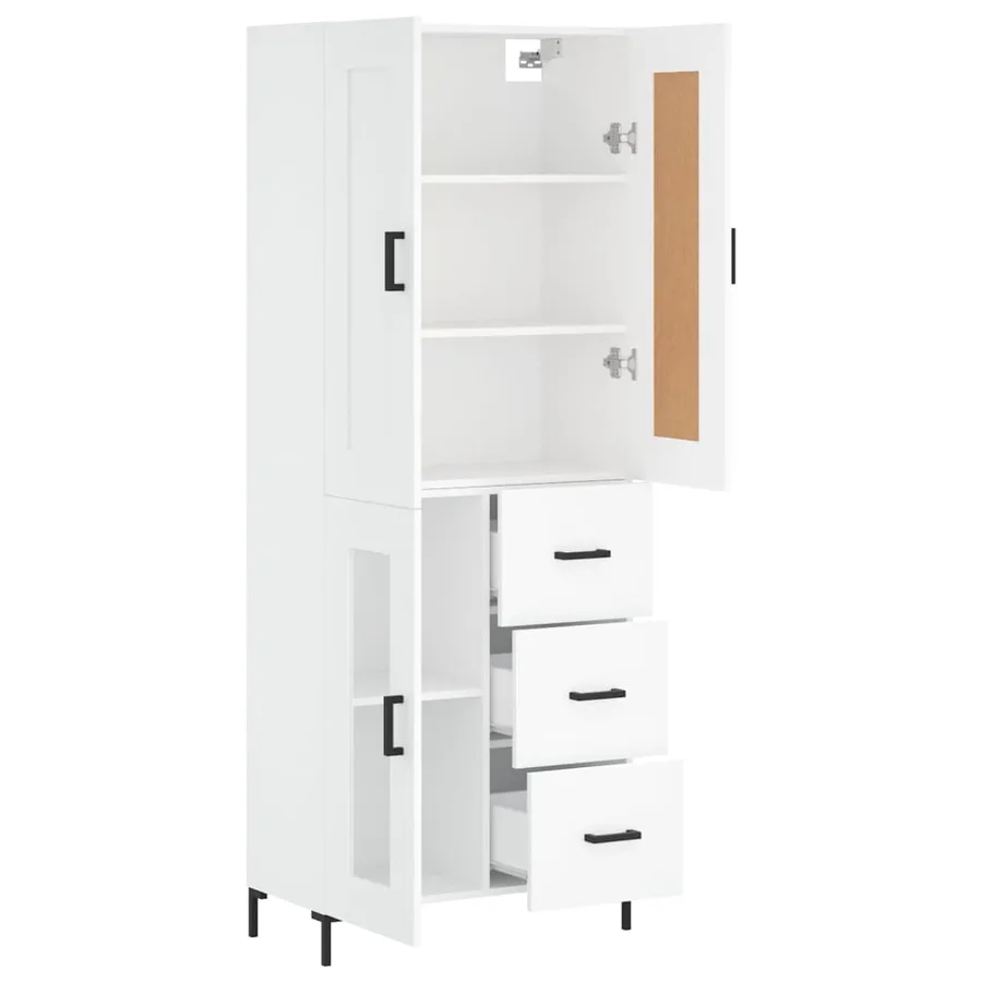 Buffet haut Blanc 69,5x34x180 cm Bois d'ingénierie - 4