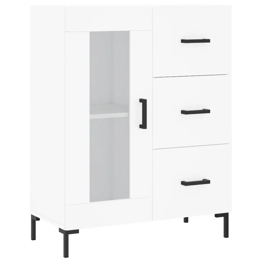 Buffet haut Blanc 69,5x34x180 cm Bois d'ingénierie - 7