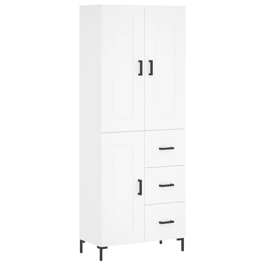 Buffet haut Blanc 69,5x34x180 cm Bois d'ingénierie - 2