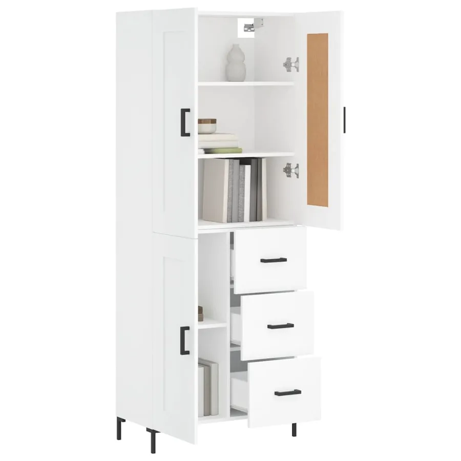 Buffet haut Blanc 69,5x34x180 cm Bois d'ingénierie - 3