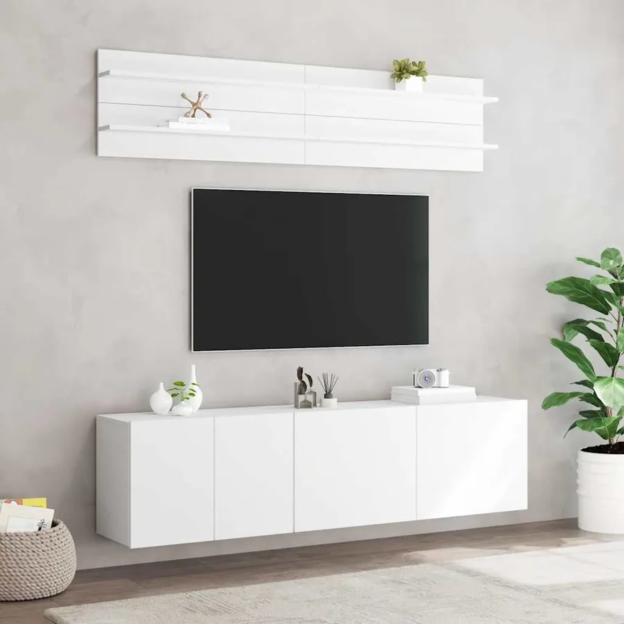 | Meubles TV muraux | Montage mural 6 pcs blanc Bois d'ingénierie - 3