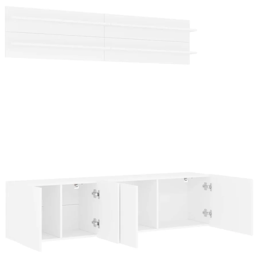 | Meubles TV muraux | Montage mural 6 pcs blanc Bois d'ingénierie - 4
