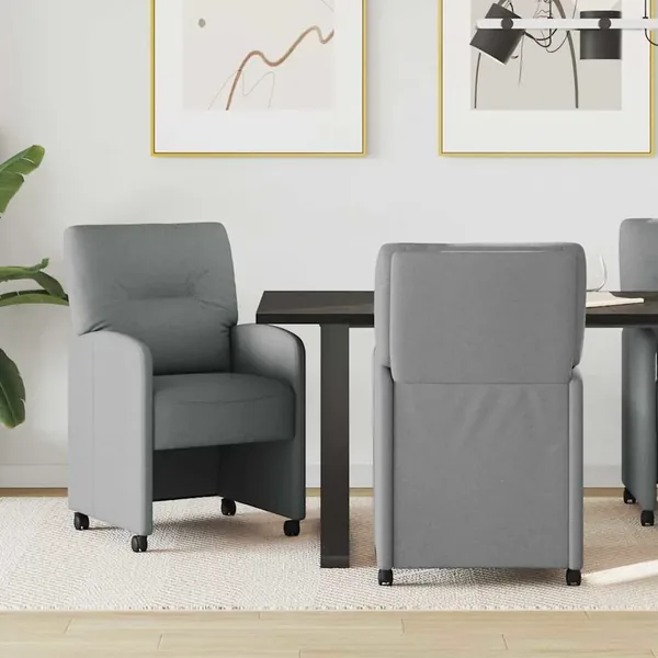Chaises de Salle à Manger avec Roues 2 pcs Gris clair tissu