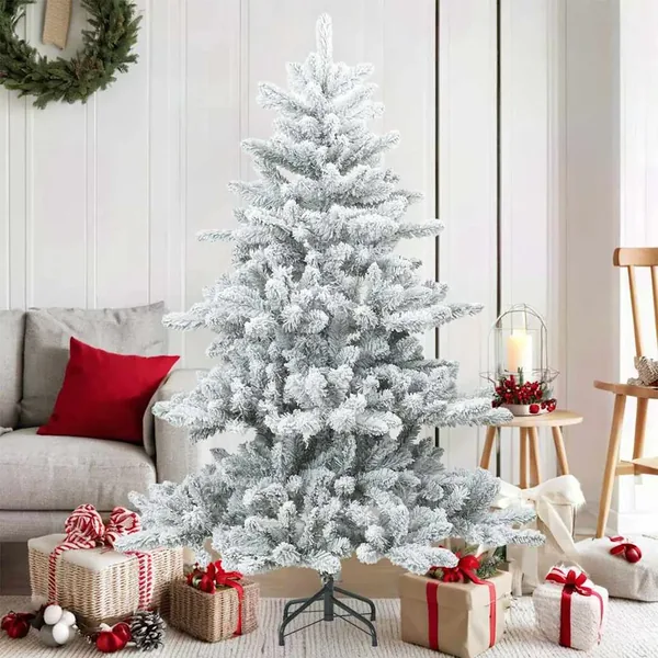 Sapin de Noël artificiel à branches pliantes, duveteux de neige