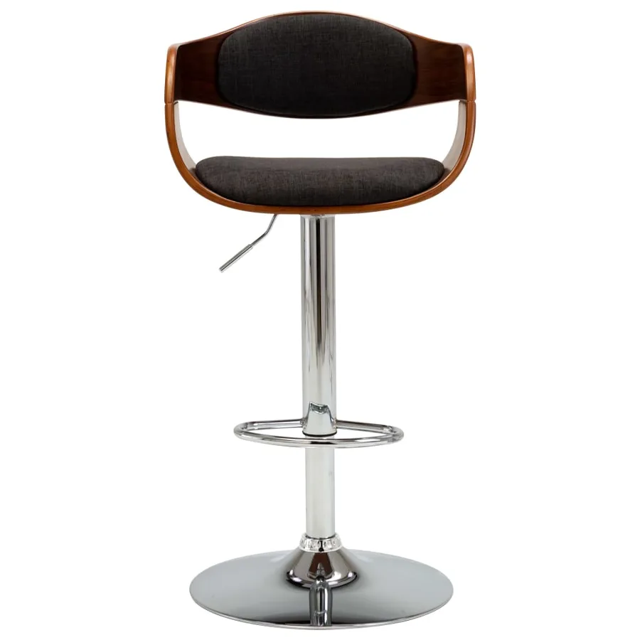 Chaises de bar lot de 2 gris bois courbé et tissu - 4