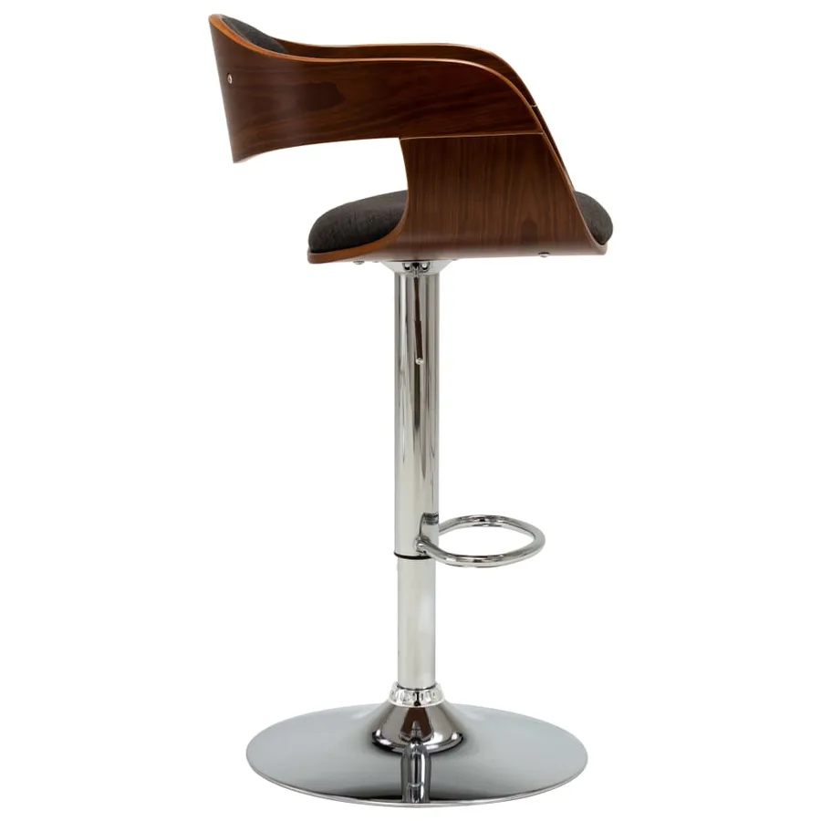 Chaises de bar lot de 2 gris bois courbé et tissu - 5