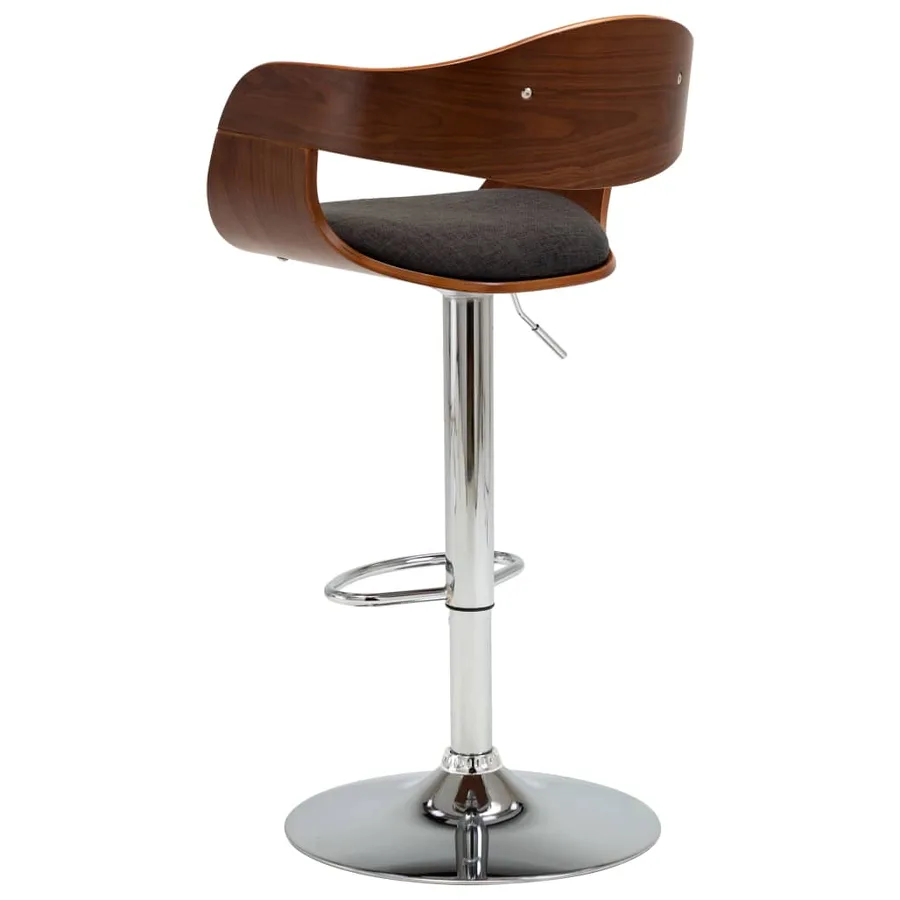 Chaises de bar lot de 2 gris bois courbé et tissu - 6