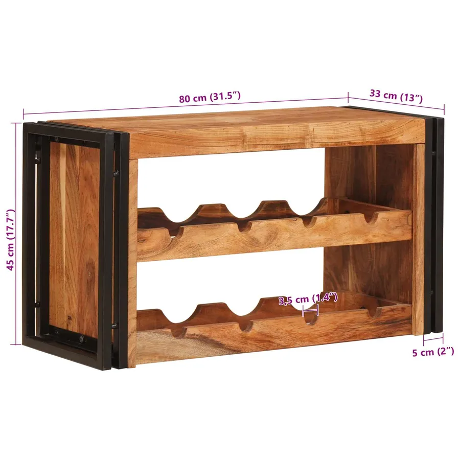 Étagère à vin Marron 80 x 45 x 33 cm Bois d'Acacia Massif - 11