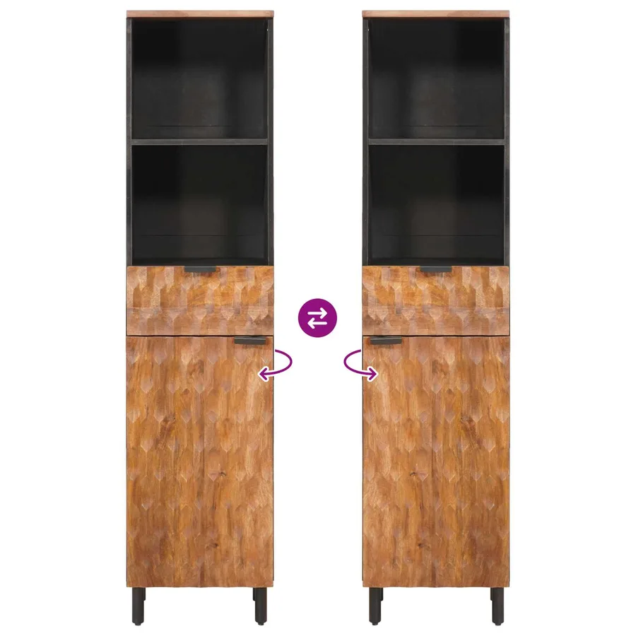 Armoire de salle de bain avec étagère Marron 38 x 33 x 160 cm - 10