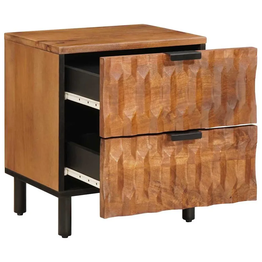 Cabinet de chevet avec tiroir 2 pcs Marron 40 x 33 x 46 cm - 3