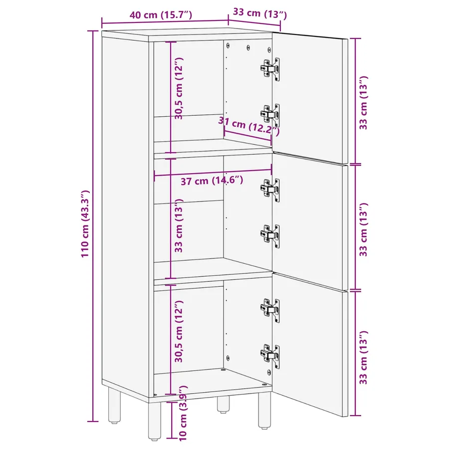 Haut Armoire avec porte Finition Acacia Brun 40 x 33 x 110 cm - 10