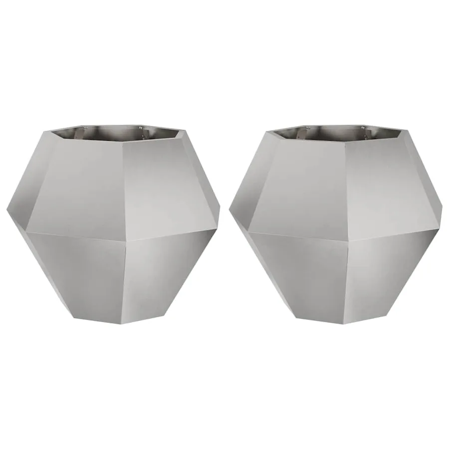 Jardinière 2 pc Argent 75 x 75 x 60 cm Acier inoxydable - 2
