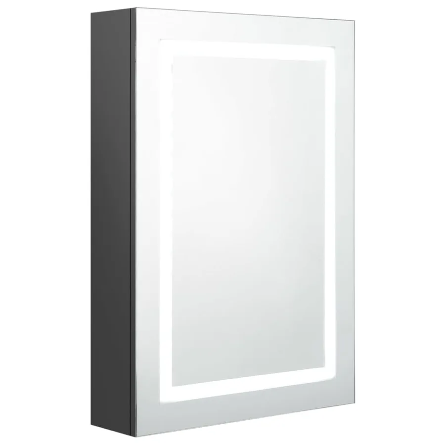Armoire de salle de bain à miroir LED Gris 50x13x70 cm - 2