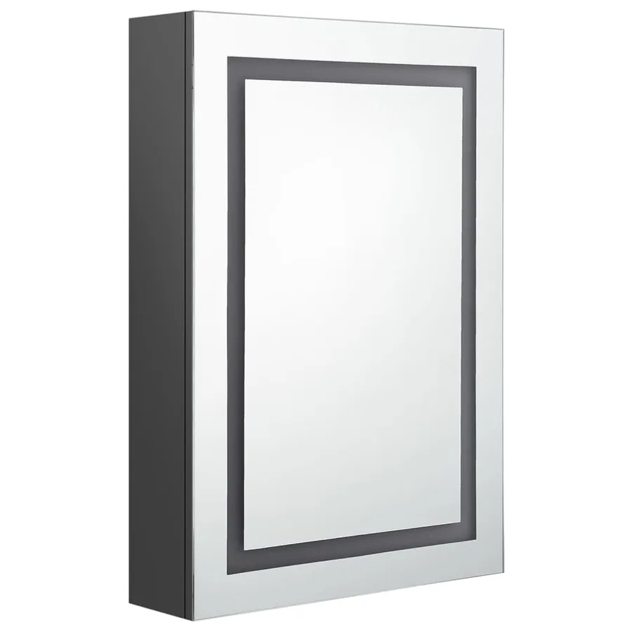 Armoire de salle de bain à miroir LED Gris 50x13x70 cm - 3