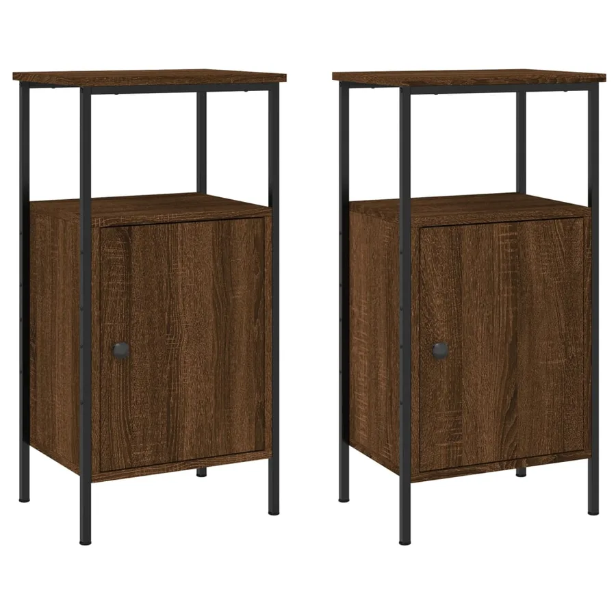 Tables de chevet 2 pcs chêne marron 41x31x80 cm bois ingénierie - 2