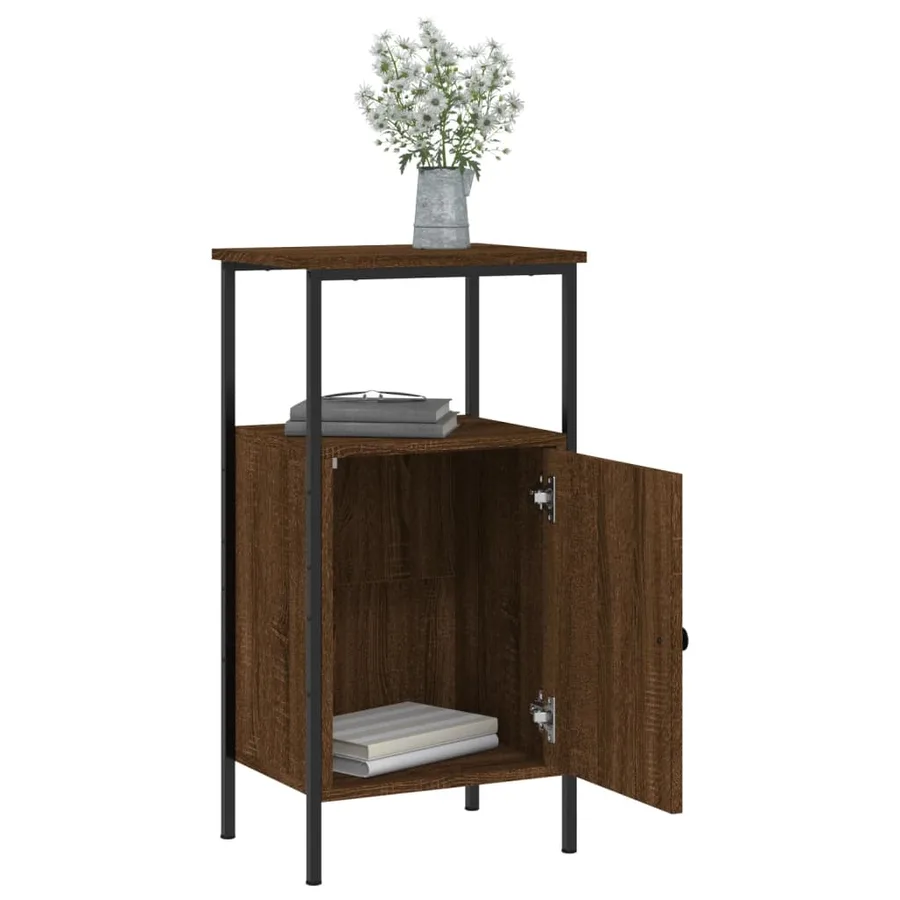 Tables de chevet 2 pcs chêne marron 41x31x80 cm bois ingénierie - 9