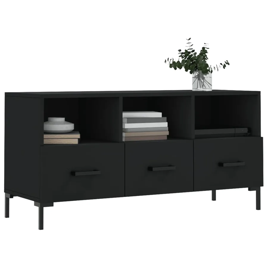 Meuble TV noir 102x36x50 cm bois d'ingénierie - 3