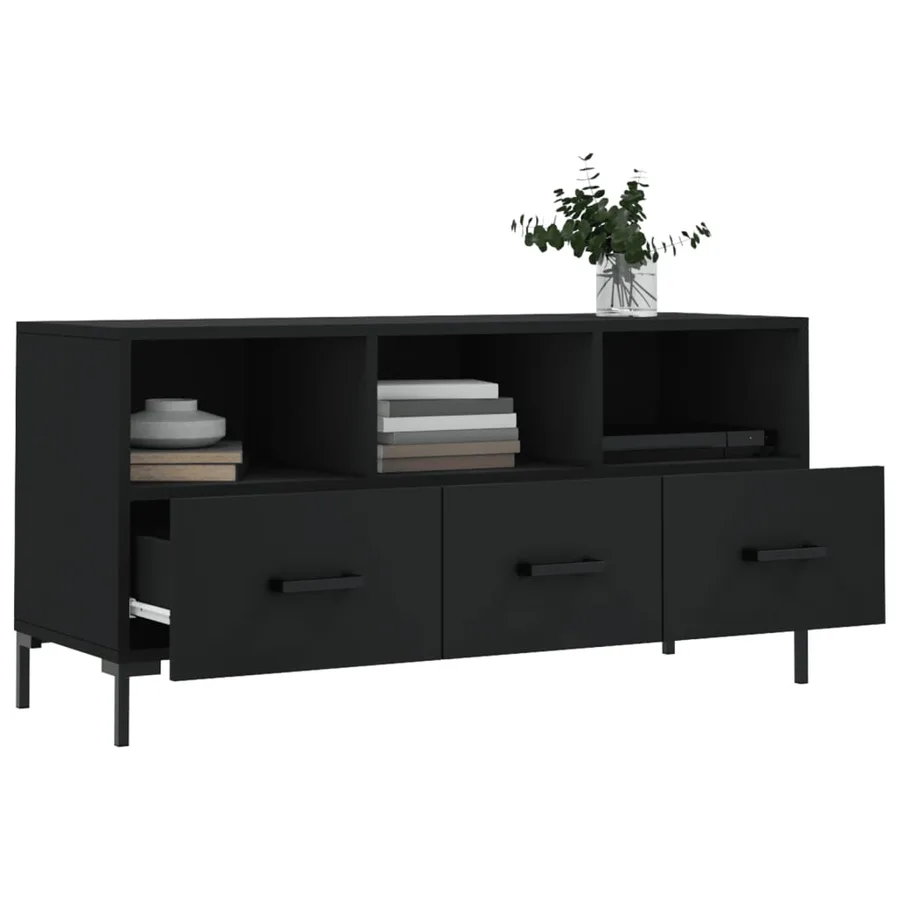 Meuble TV noir 102x36x50 cm bois d'ingénierie - 4