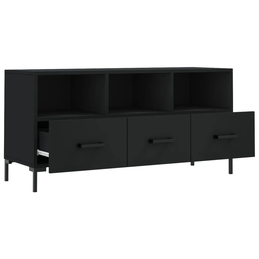 Meuble TV noir 102x36x50 cm bois d'ingénierie - 6