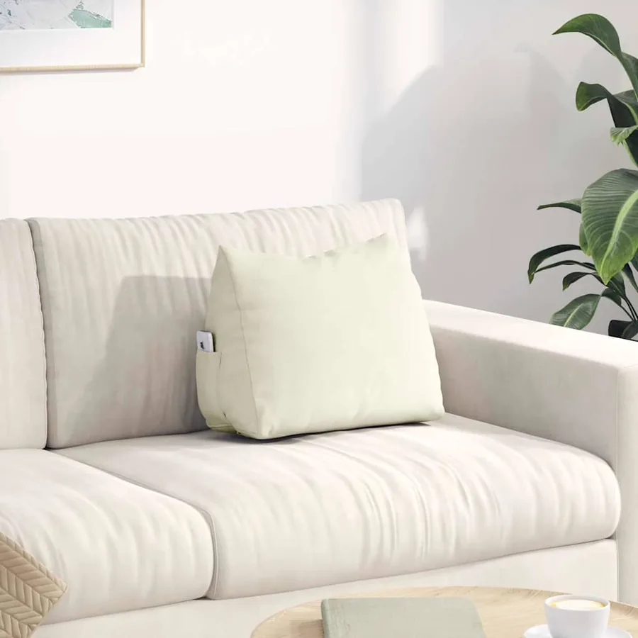 Coussin de Dos Crème 45 x 20 x 35 cm Tissu en velours côtelé