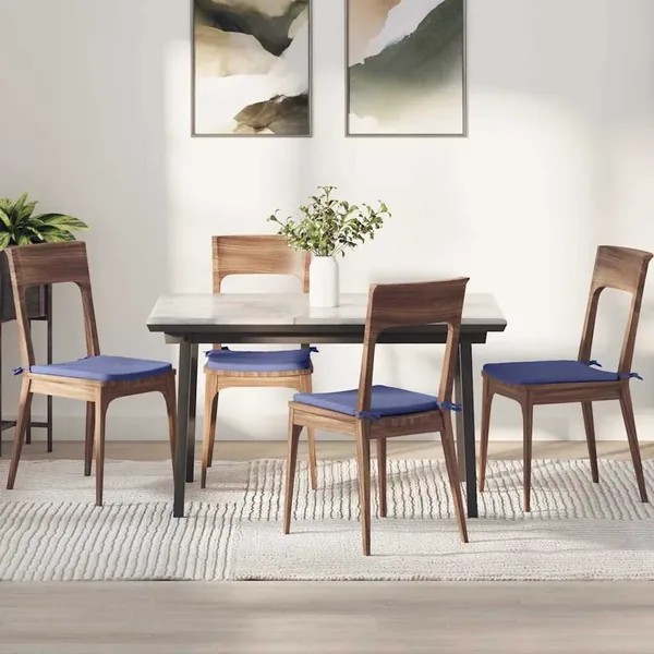 Coussins de siège 4 pcs Bleu denim 40 x 40 x 3 cm tissu