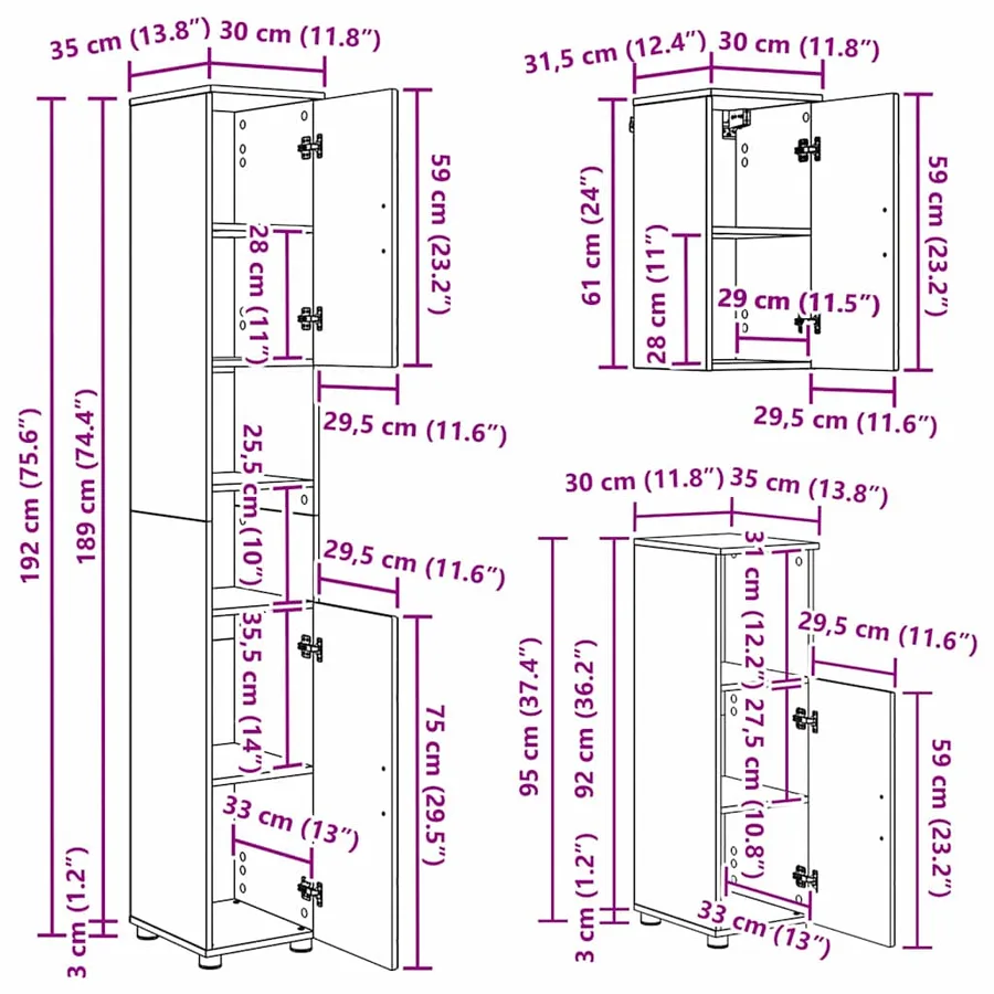Ensemble de mobilier de salle de bain Montage mural 5 pcs Noir - 20