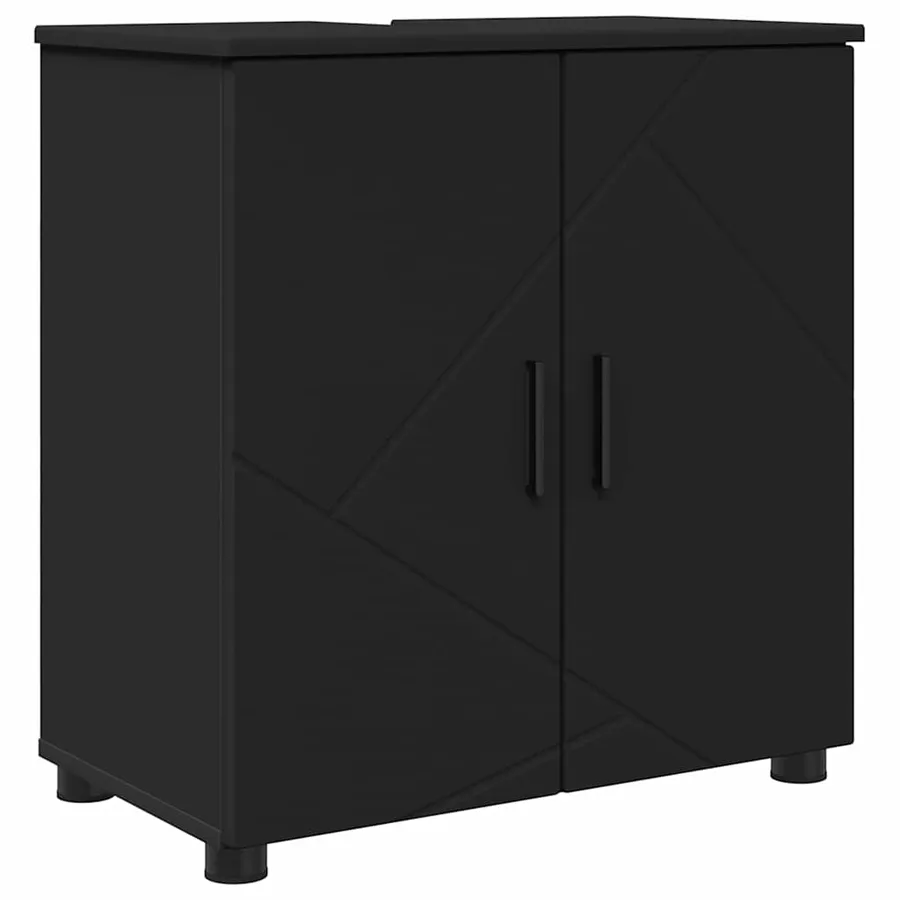 Ensemble de mobilier de salle de bain Montage mural 5 pcs Noir - 5