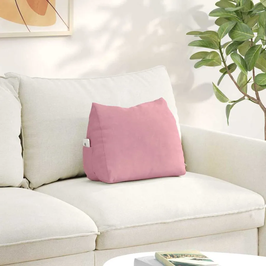 Coussin de Dos Rose 45 x 20 x 35 cm Tissu en velours côtelé