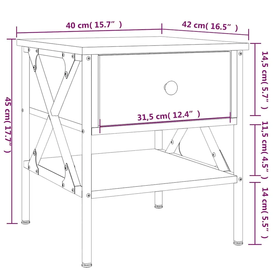 Tables de chevet 2 pcs chêne fumé 40x42x45 cm bois d’ingénierie - 12