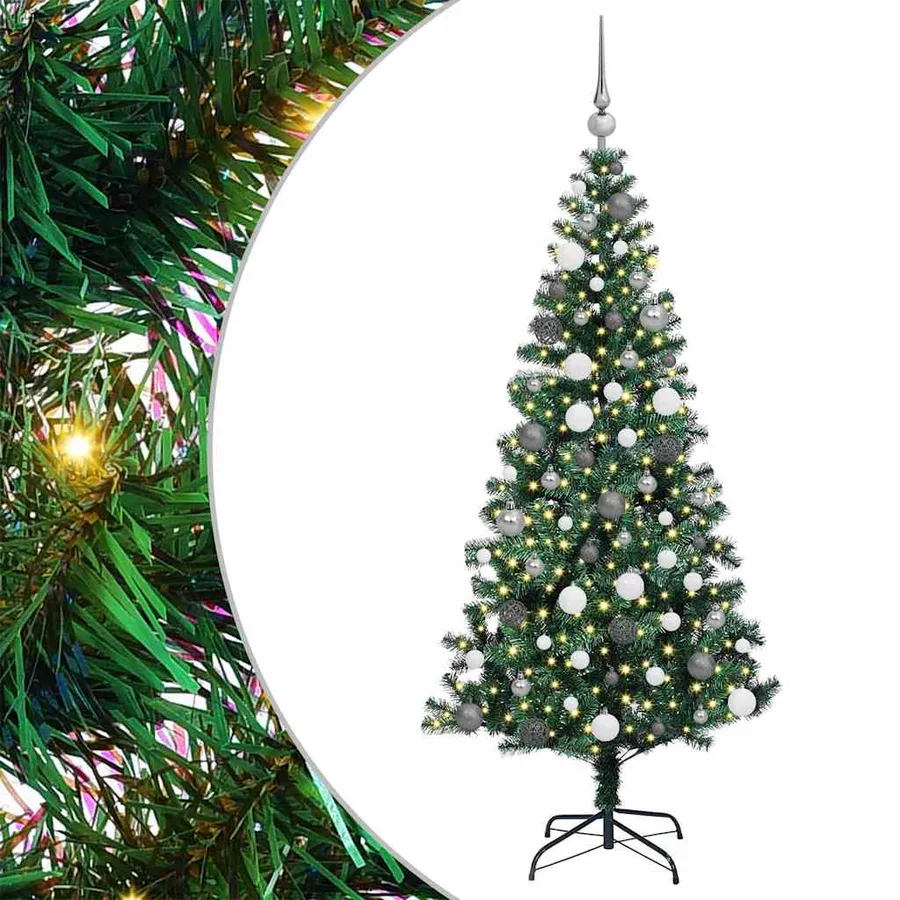 Sapin de Noël artificiel pré-éclairé Vert 180 cm PVC et métal - 2