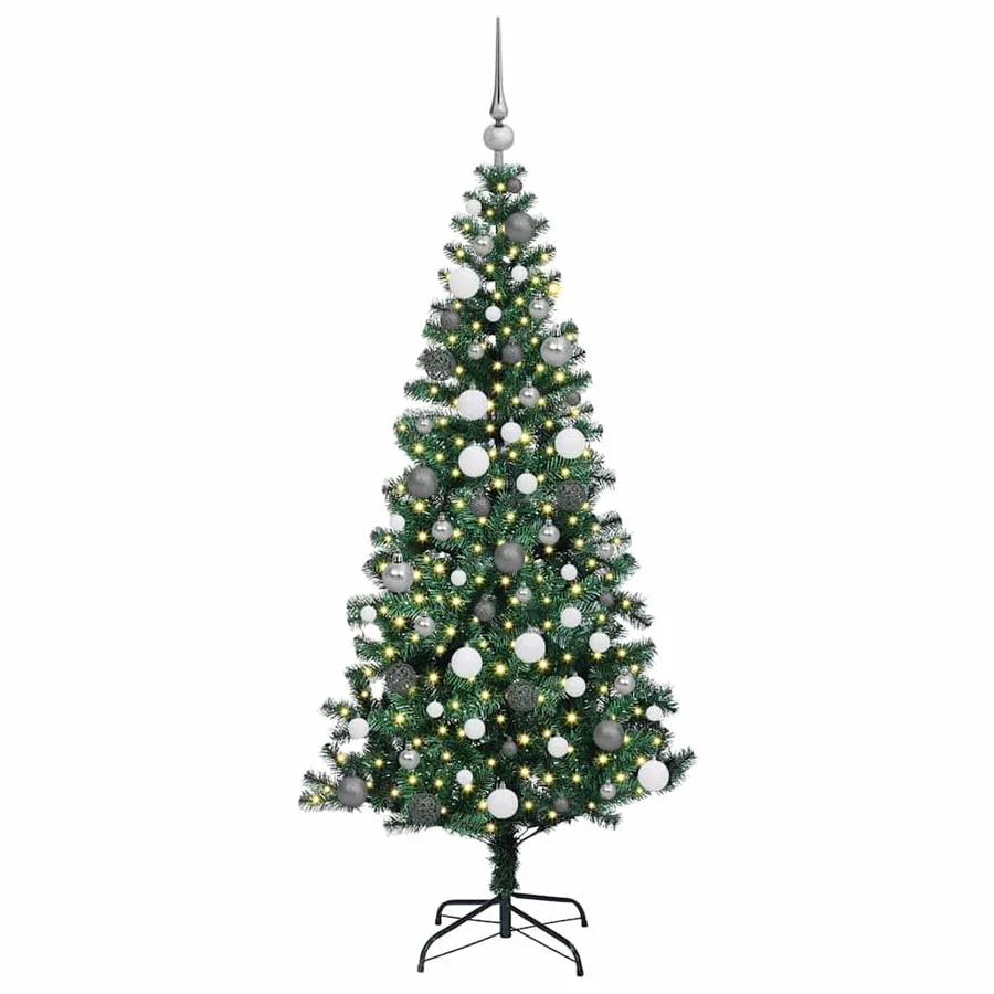 Sapin de Noël artificiel pré-éclairé Vert 180 cm PVC et métal - 3