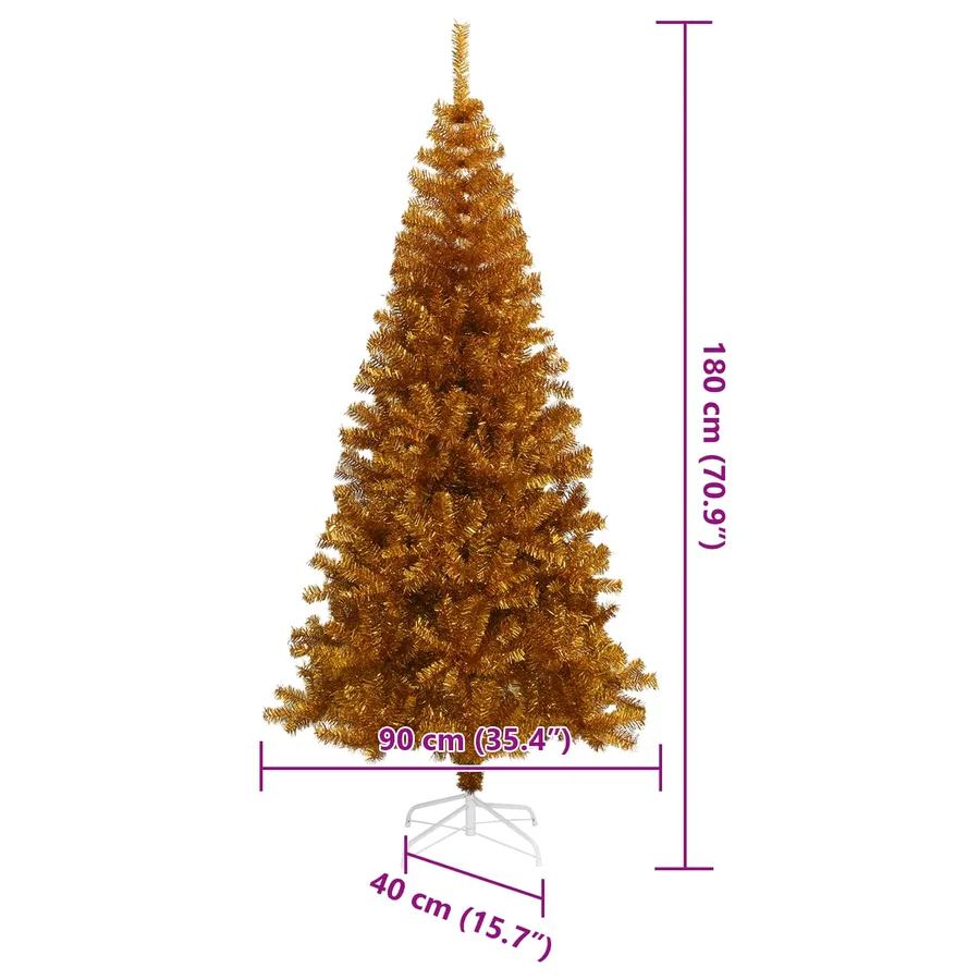 Sapin de Noël avec 300 LED avec support Doré 180 cm PET - 19
