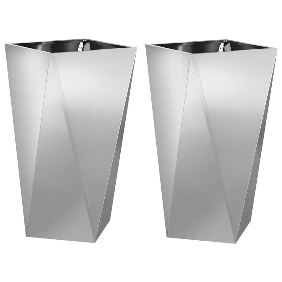 Jardinière 2 pc Argent 40 x 40 x 75 cm Acier galvanisé - 2