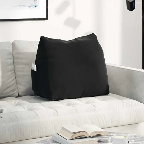 Coussin de Dos Noir 60 x 20 x 50 cm Tissu en velours côtelé