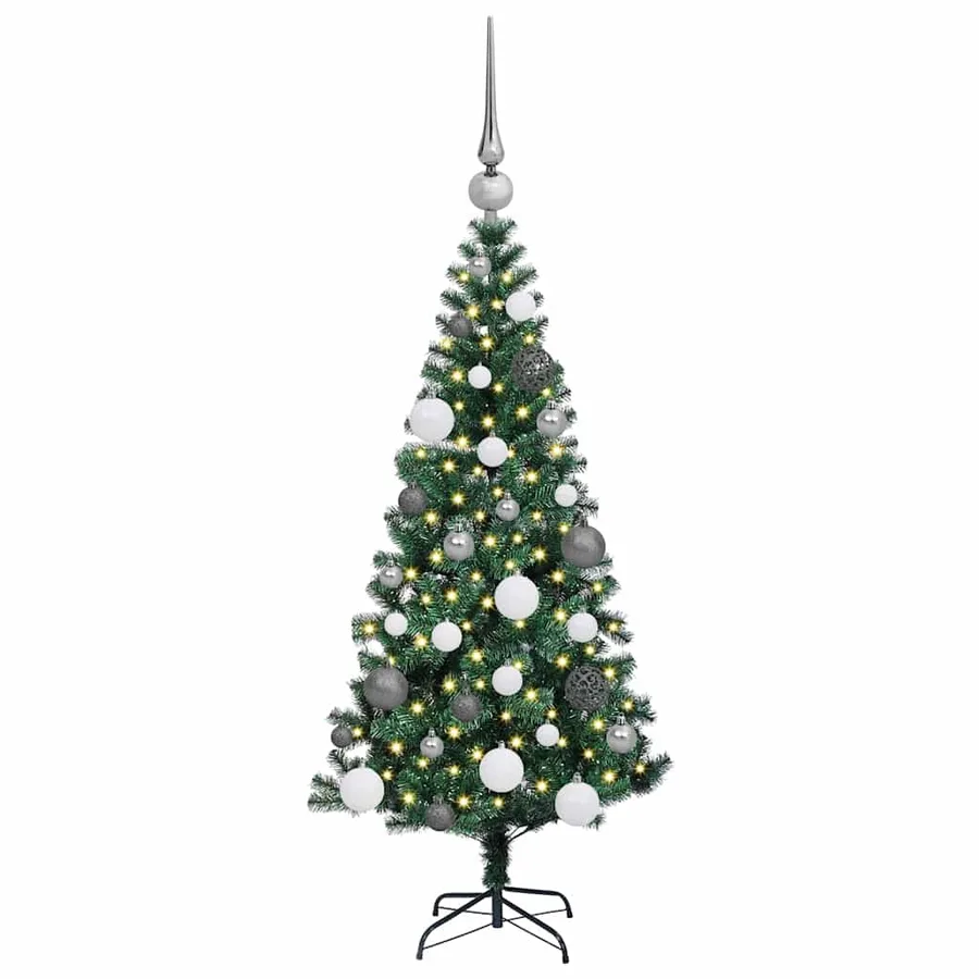 Sapin de Noël artificiel pré-éclairé Vert 120 cm PVC et métal - 3