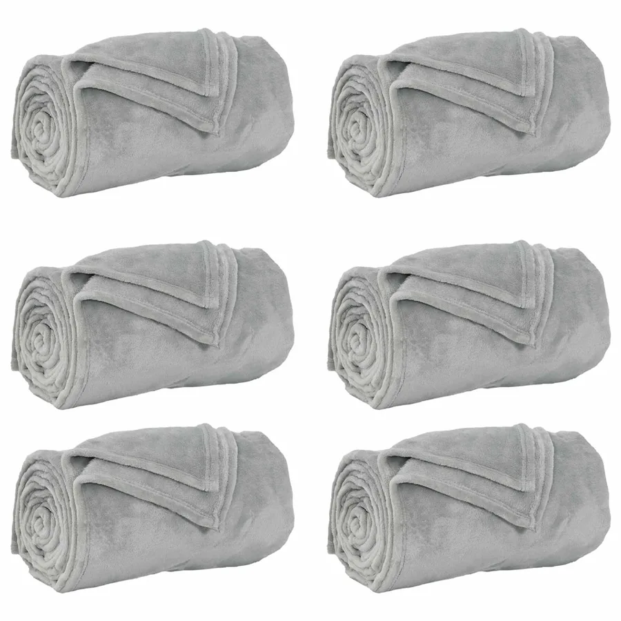 Couvertures à jeter 6 pcs Gris 130 x 150 cm Toison - 2