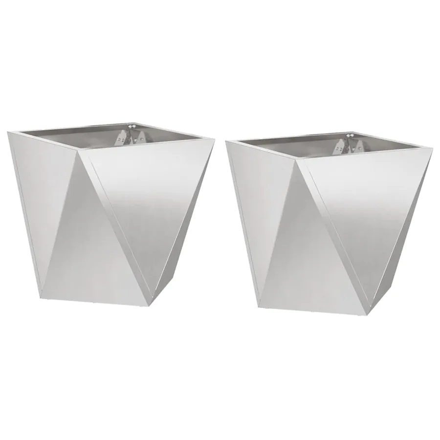 Jardinière 2 pc Argent 30 x 30 x 30 cm Acier inoxydable - 2