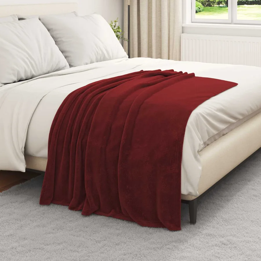 Jeté Rouge Bordeaux 130 x 150 cm Toison - 3